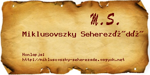 Miklusovszky Seherezádé névjegykártya